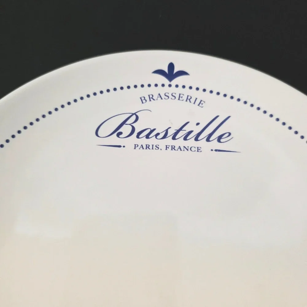 Sur La Table Brasserie Bastille Dinner Plate Paris France Blue White Stoneware